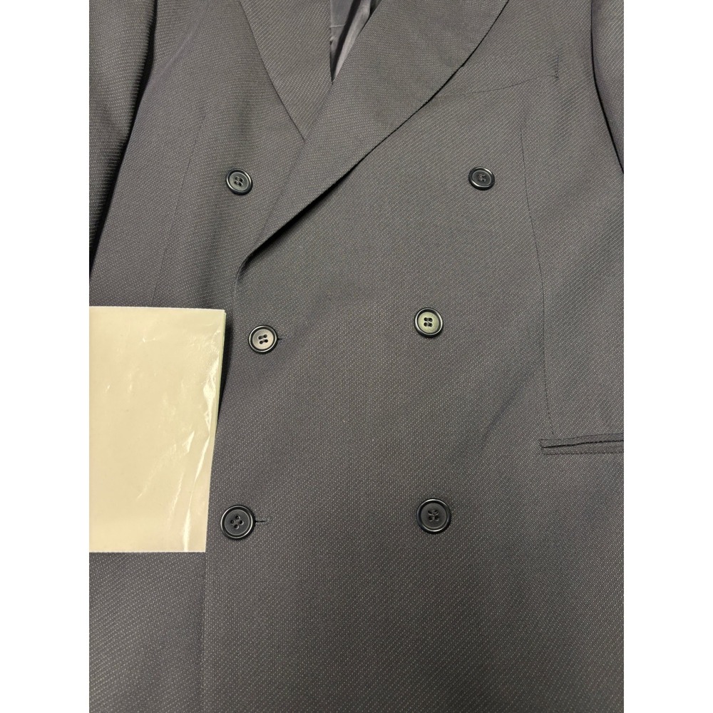 Hugo Boss Mens 46R Double Breasted Blazer Navy Blue Virgin Wool Celsius Omega - Picture 2 of 15